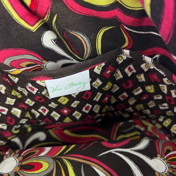2 Piece Vera Bradley Retired Puccini Shopping Tote & Wallet Brown Yellow Red - Picture 7 of 14